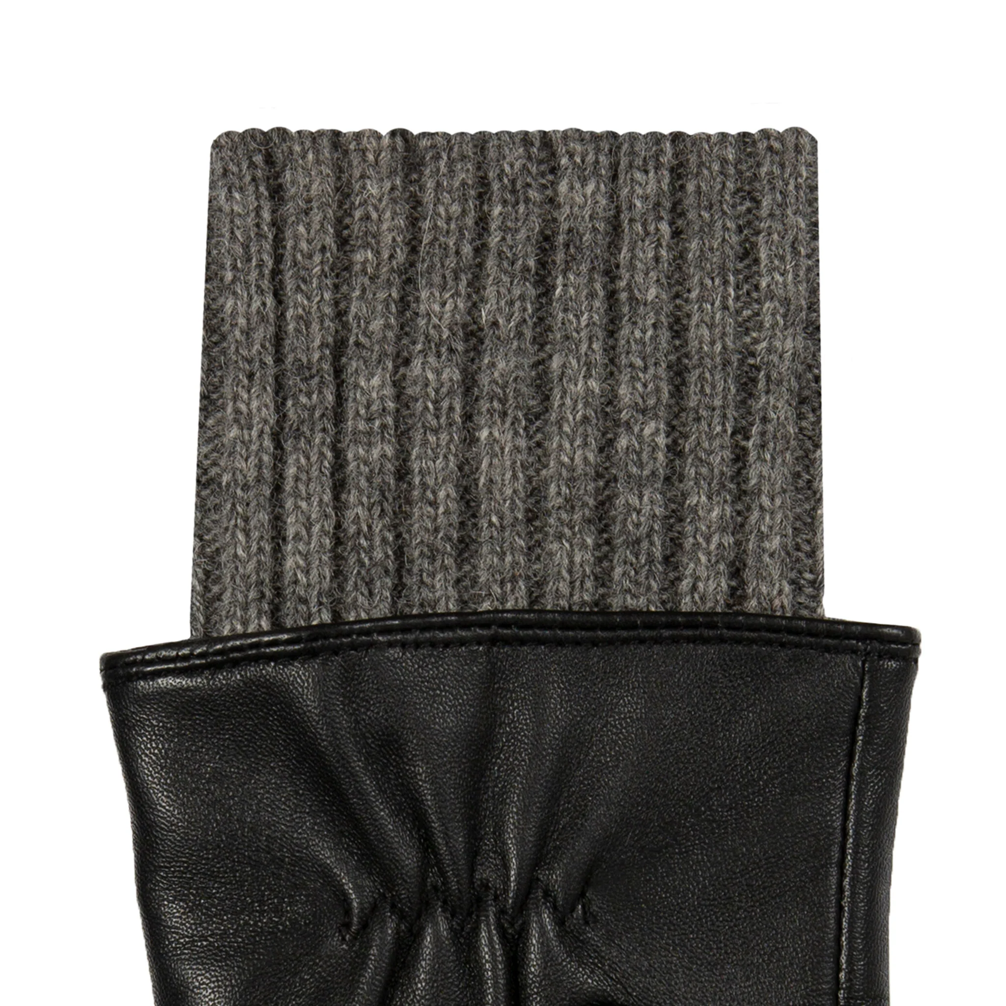 Women’s Three-Point Wool Blend-Lined Leather Gloves with Knitted Cuffs - Image 9