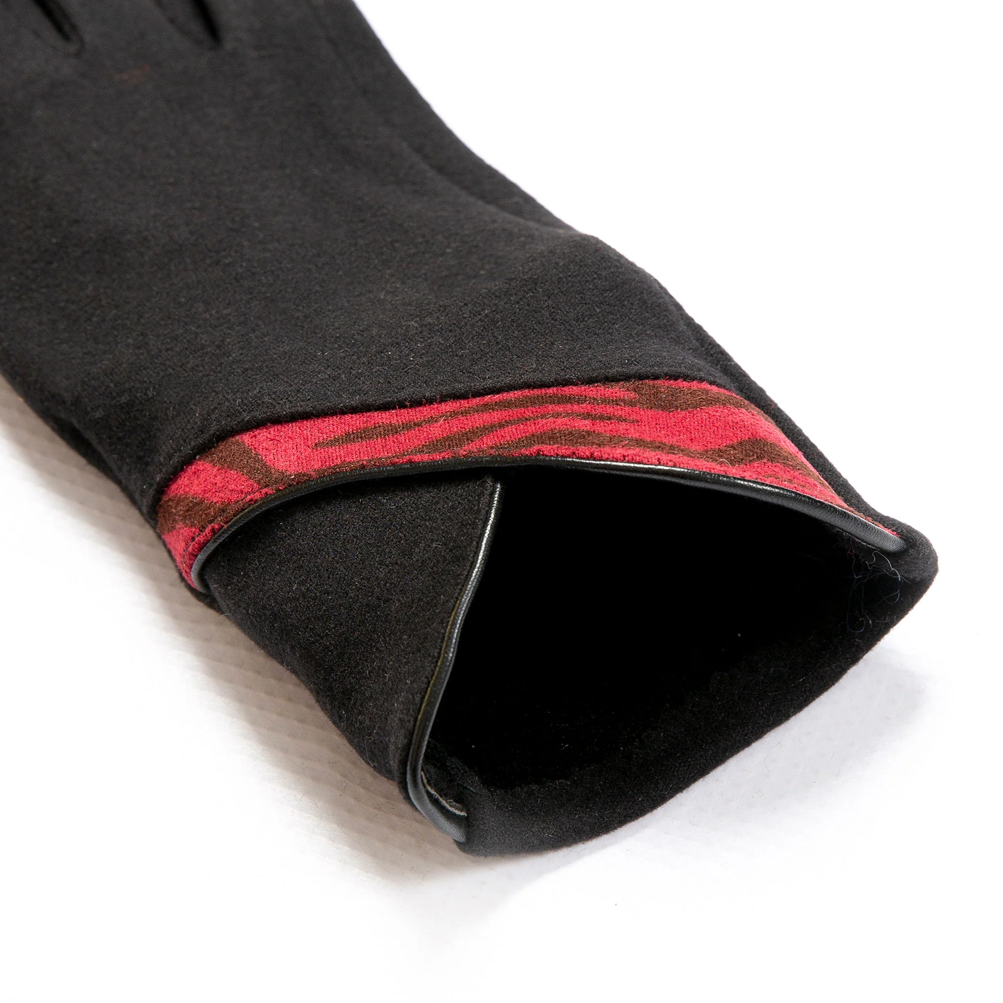 Women’s Touchscreen Velour-Lined Gloves with Zebra Print Detail - Image 11