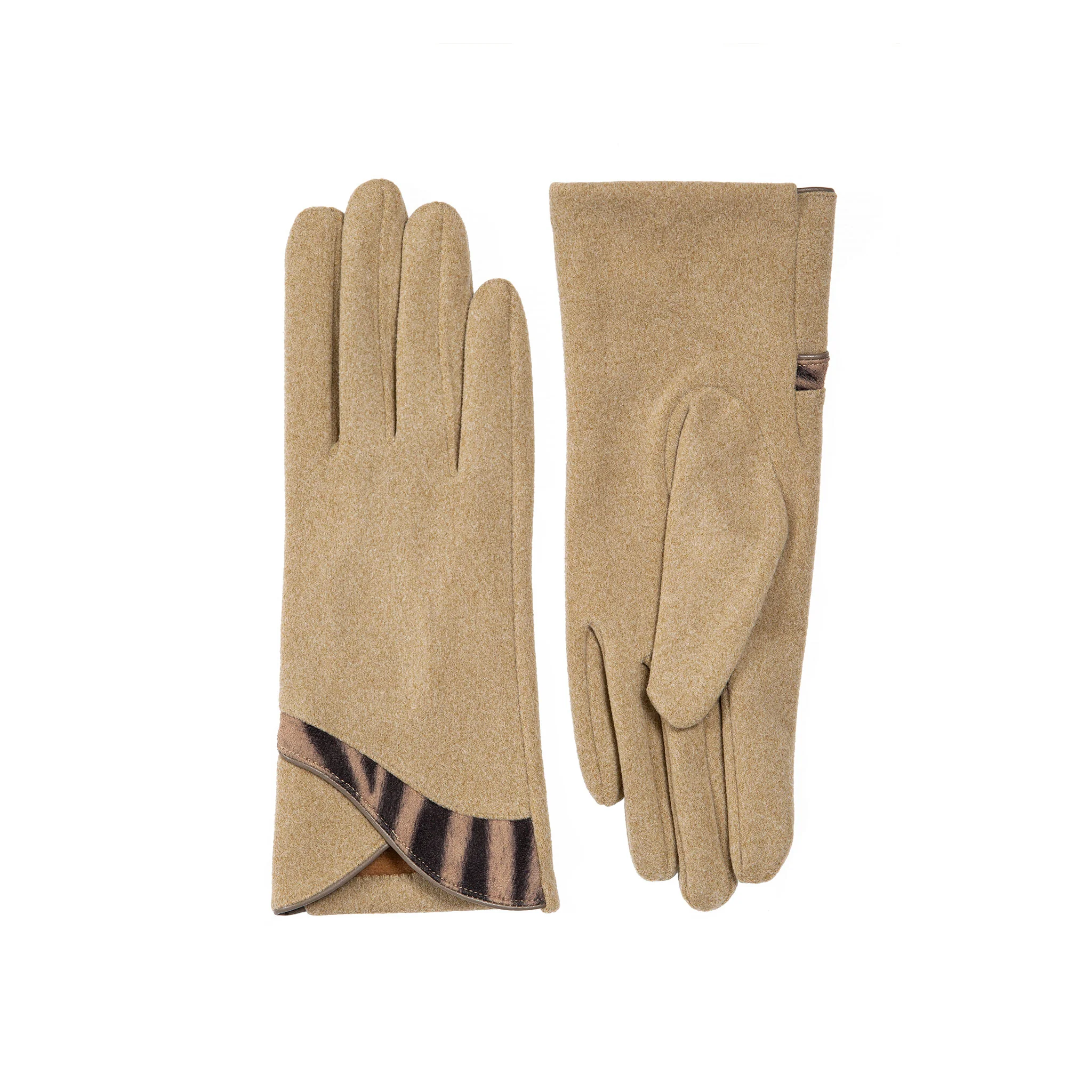 Women’s Touchscreen Velour-Lined Gloves with Zebra Print Detail - Image 16