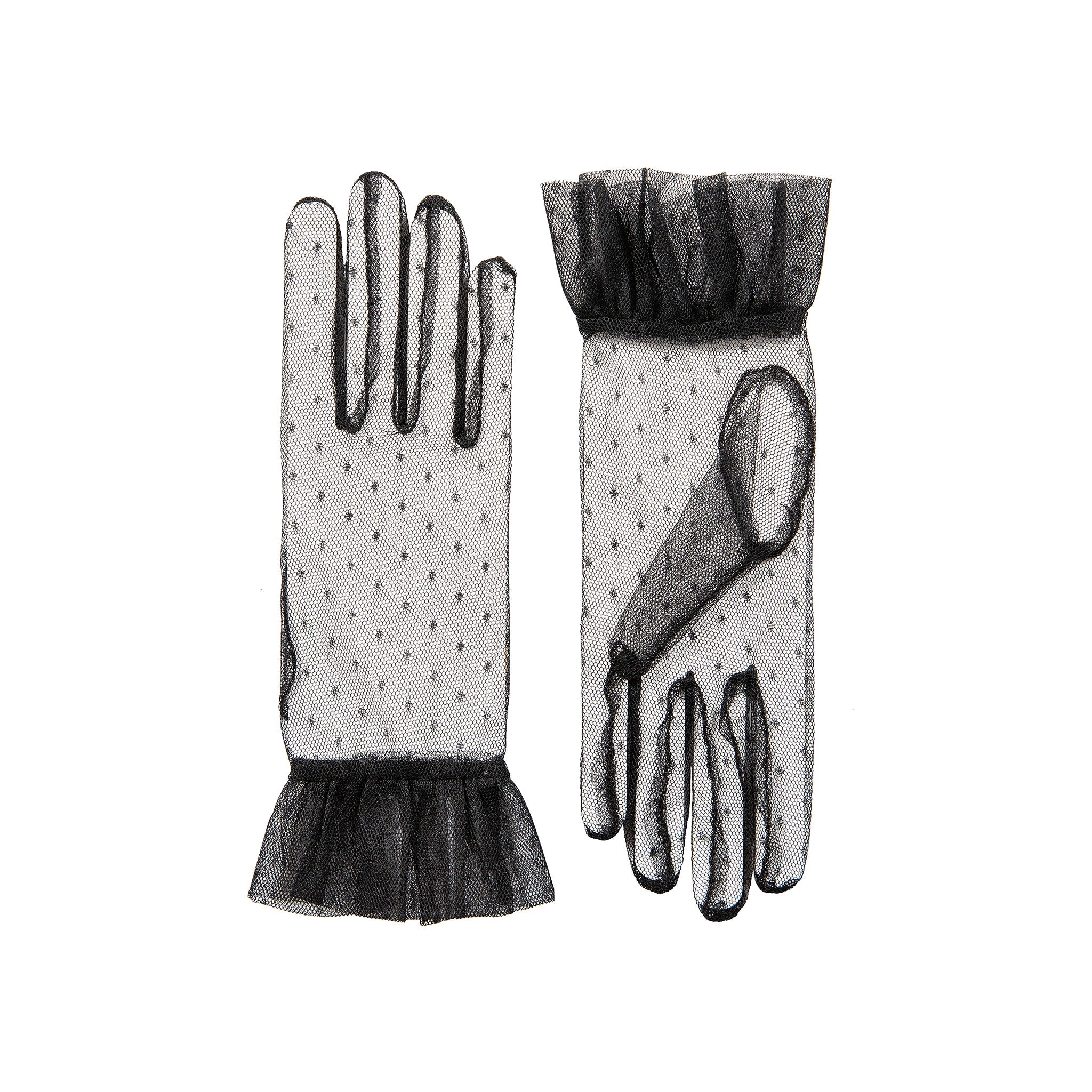 Women’s Tulle Gloves with Frilled Cuff - Image 4