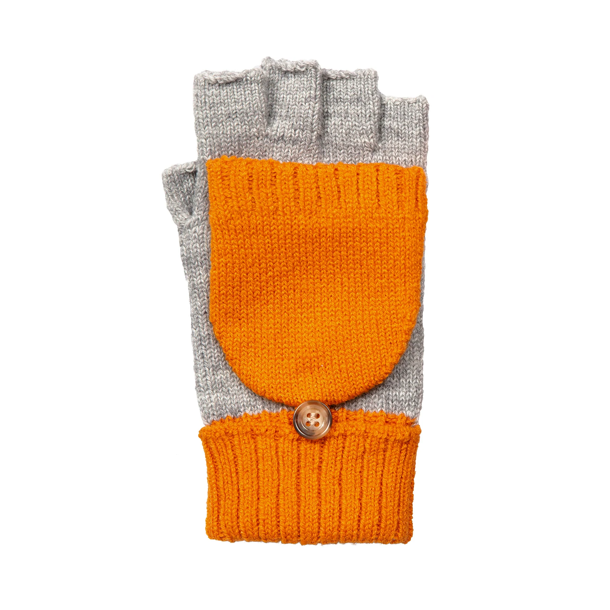 Women’s Two-Tone Knitted Fingerless Gloves with Mitten Flap - Image 16