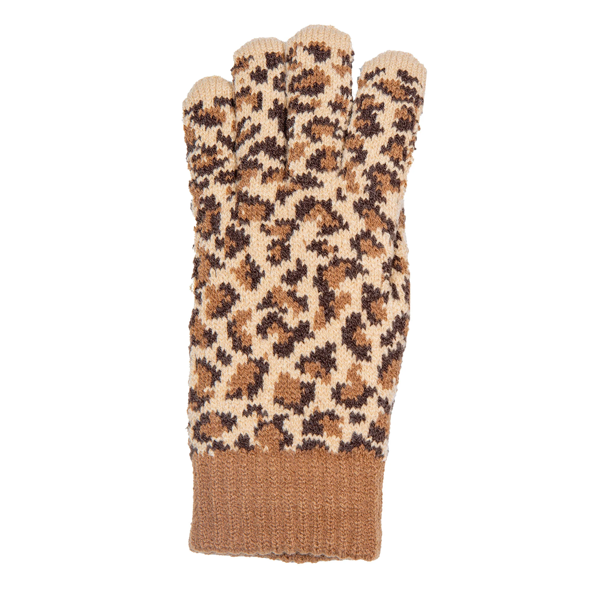 Women’s Jacquard Knitted Gloves with Leopard Print Pattern - Image 27