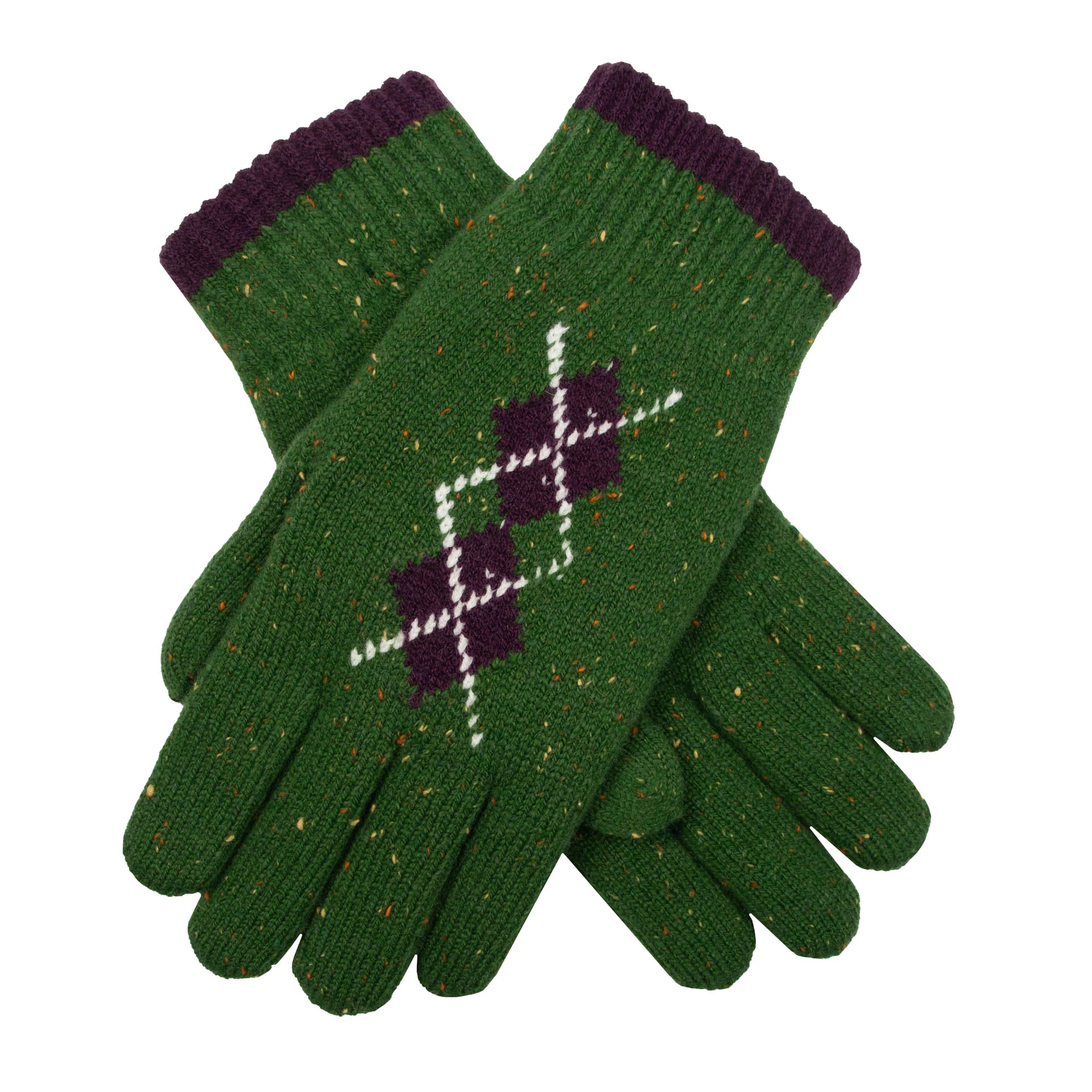 Women's Argyle Knitted Gloves with Marl Yarn - Image 24
