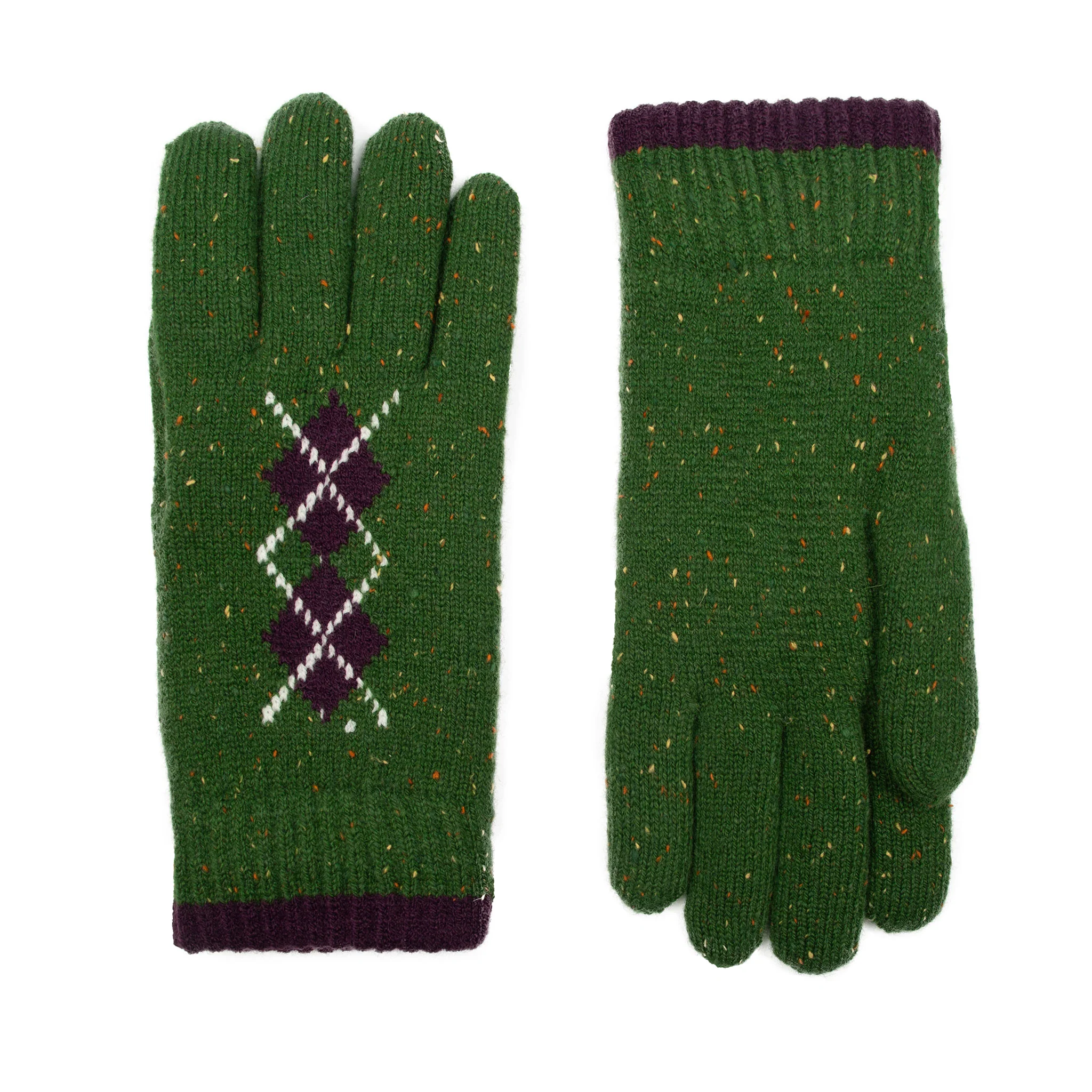 Women's Argyle Knitted Gloves with Marl Yarn - Image 25