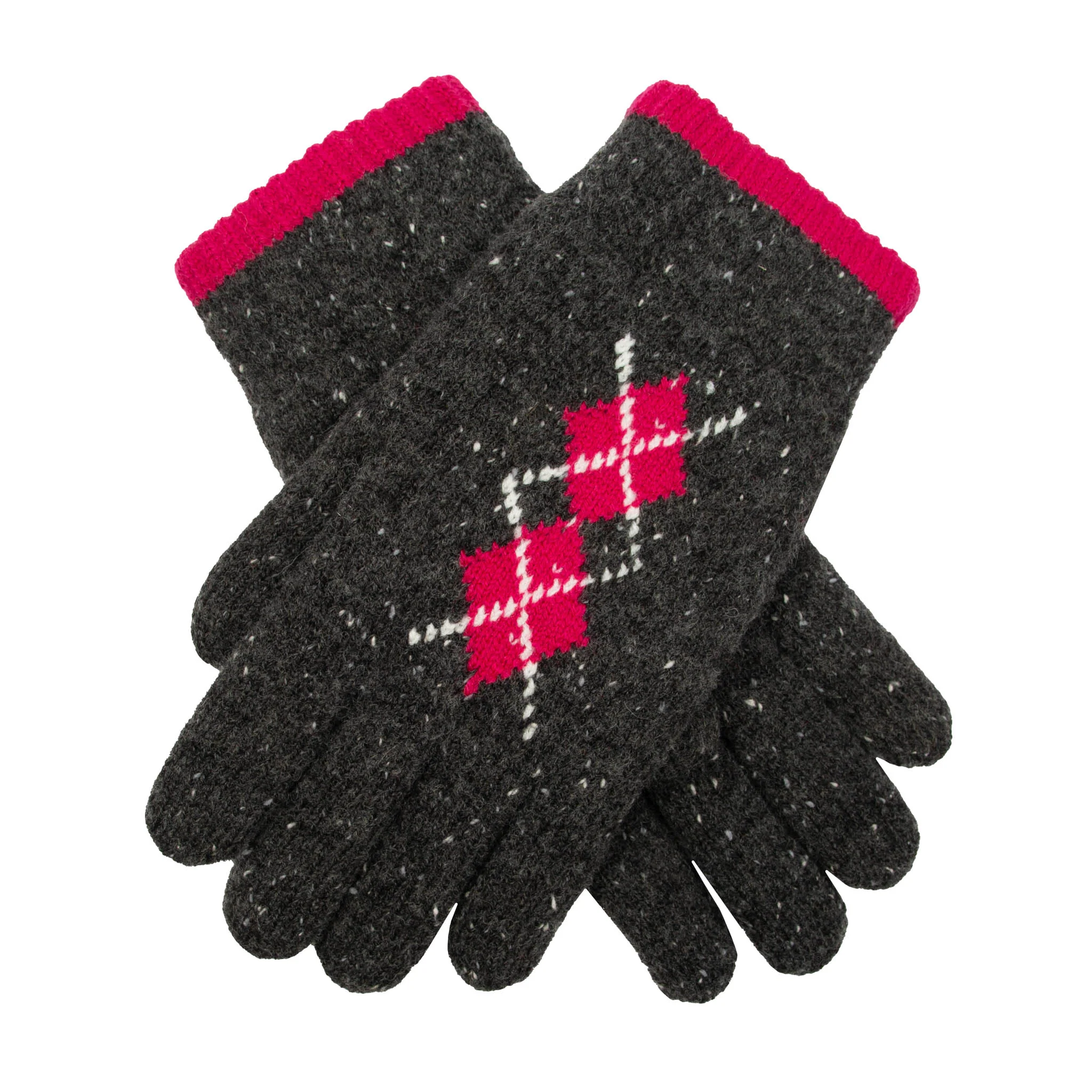 Women's Argyle Knitted Gloves with Marl Yarn - Image 34