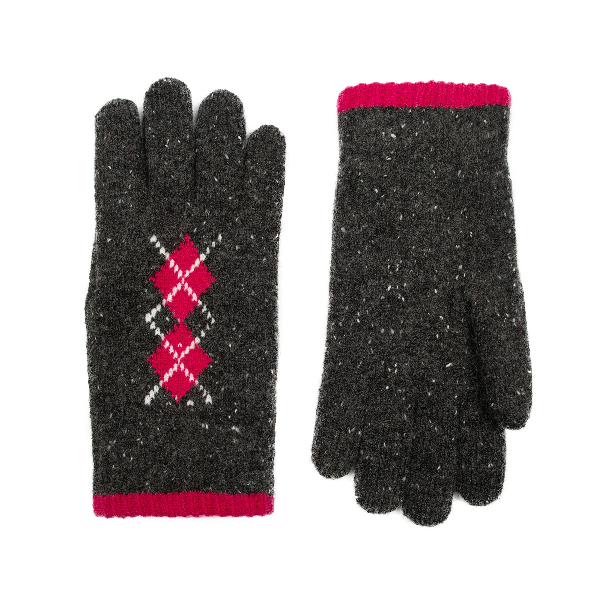 Women's Argyle Knitted Gloves with Marl Yarn - Image 37