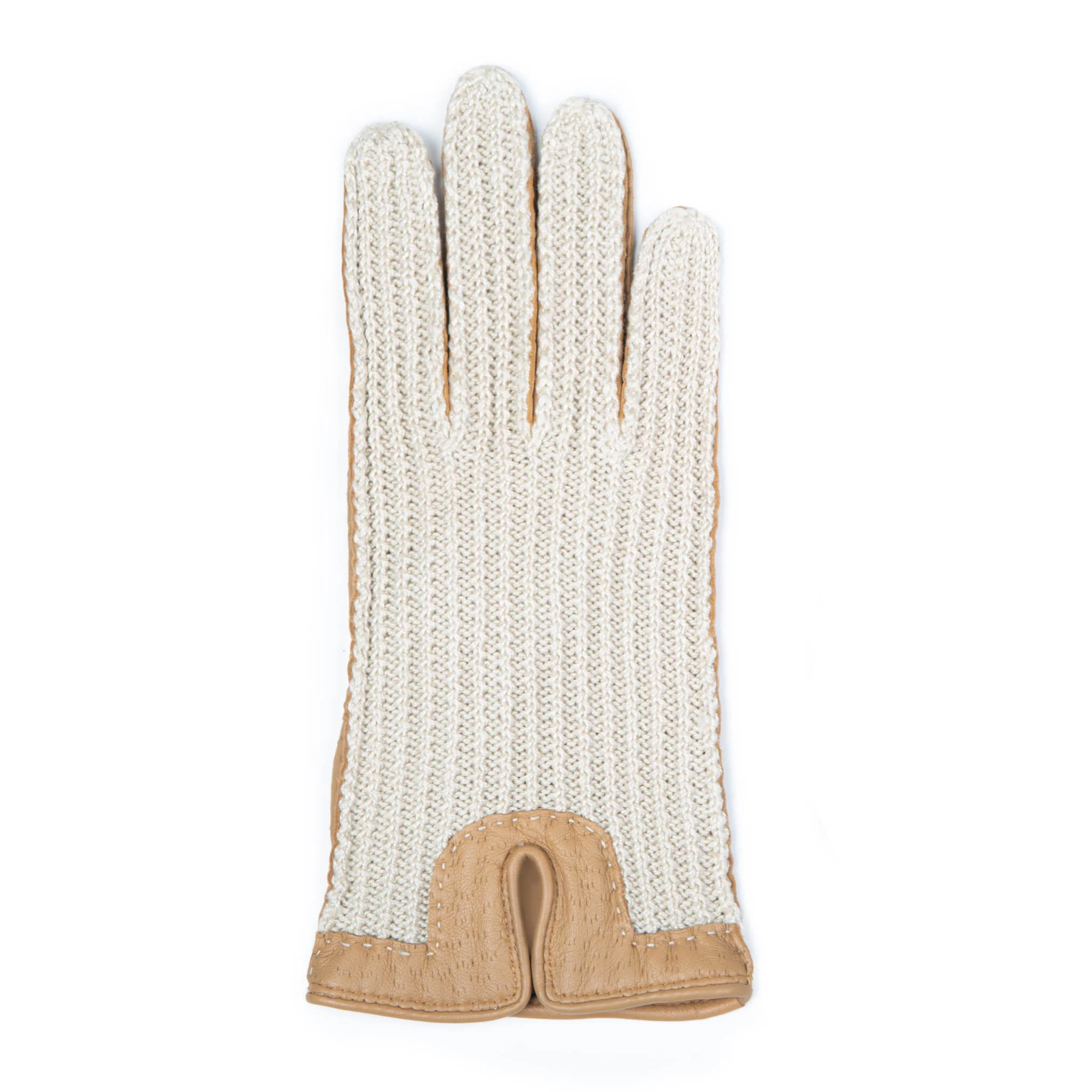 Women's Handsewn Crochet-Back Imitation Peccary Leather Driving Gloves - Image 4