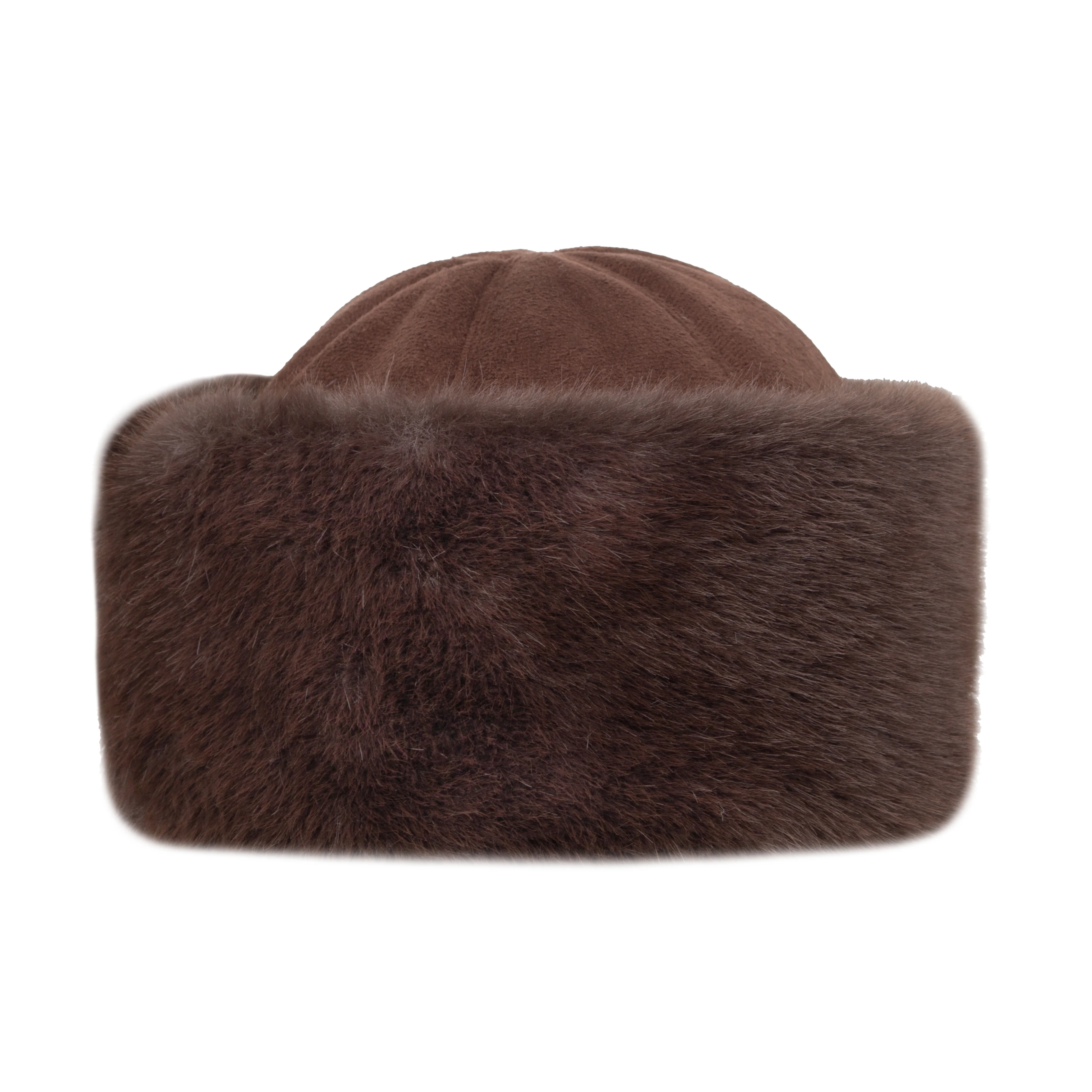 Women's Faux Suede Hat with Faux Fur Brim - Image 10