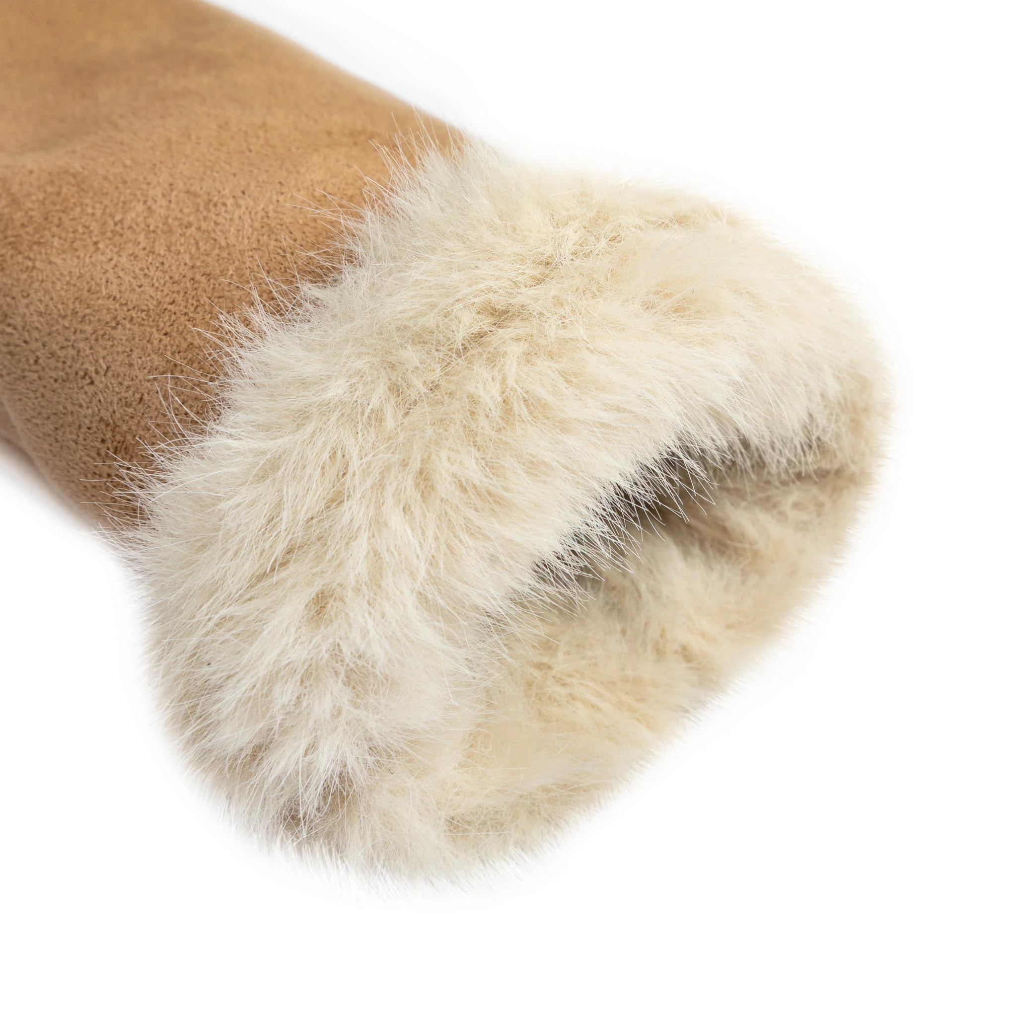 Women's Fingerless Faux Fur-Lined Faux Suede Mittens - Image 33