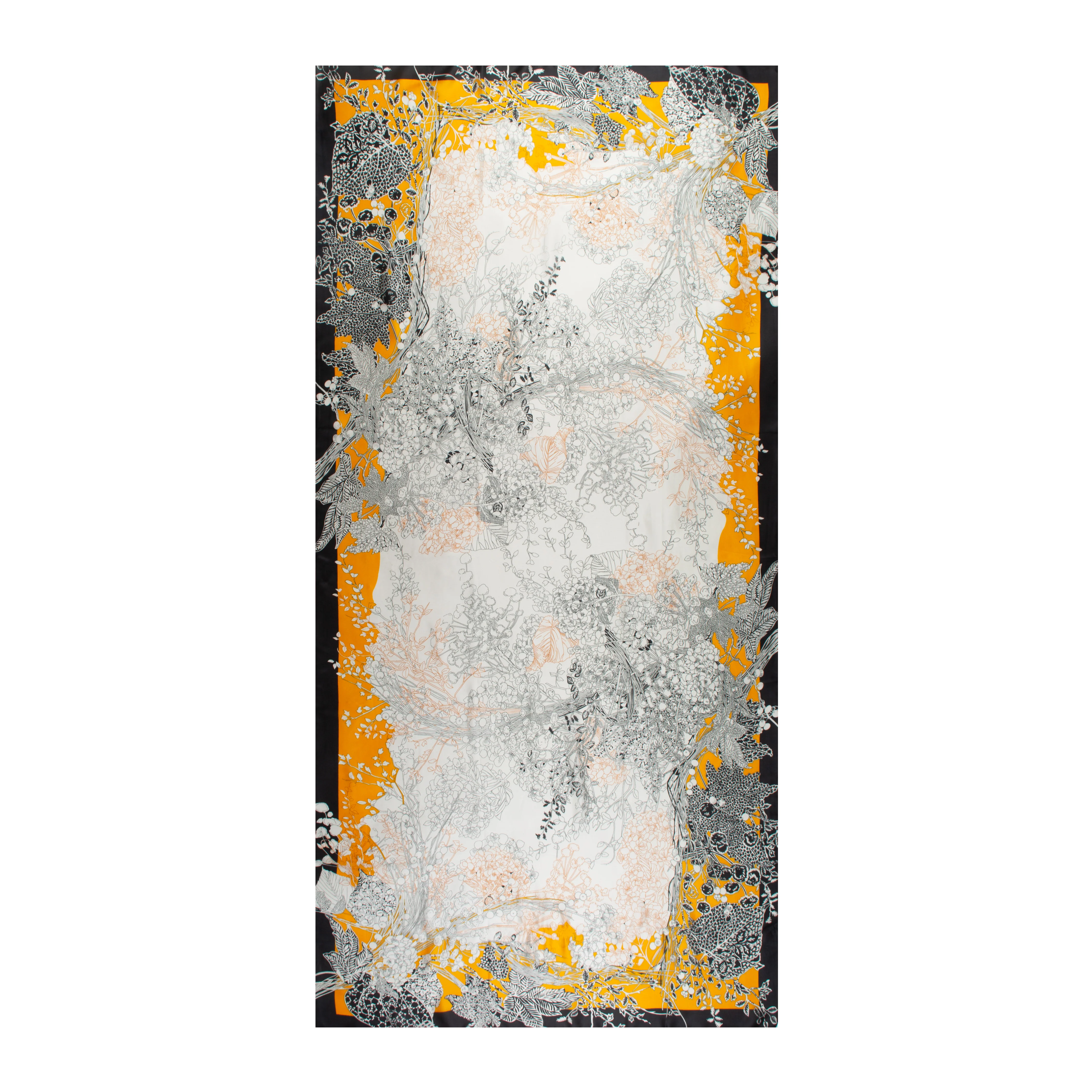 Women's Floral Silk-Like Lightweight Scarf with Border - Image 2