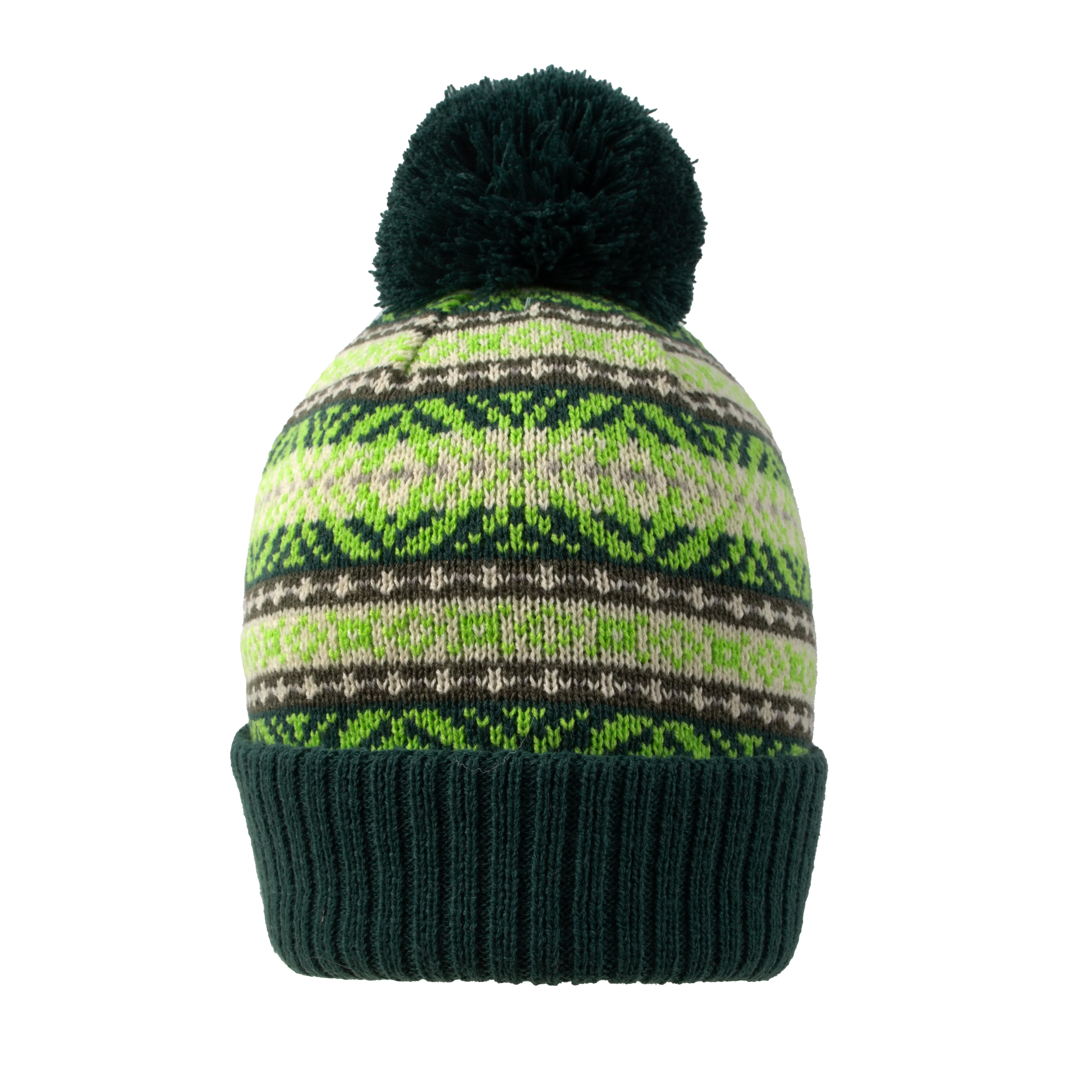 Women's Jacquard Fair Isle Knitted Bobble Hat with Yarn Pom Pom - Image 5