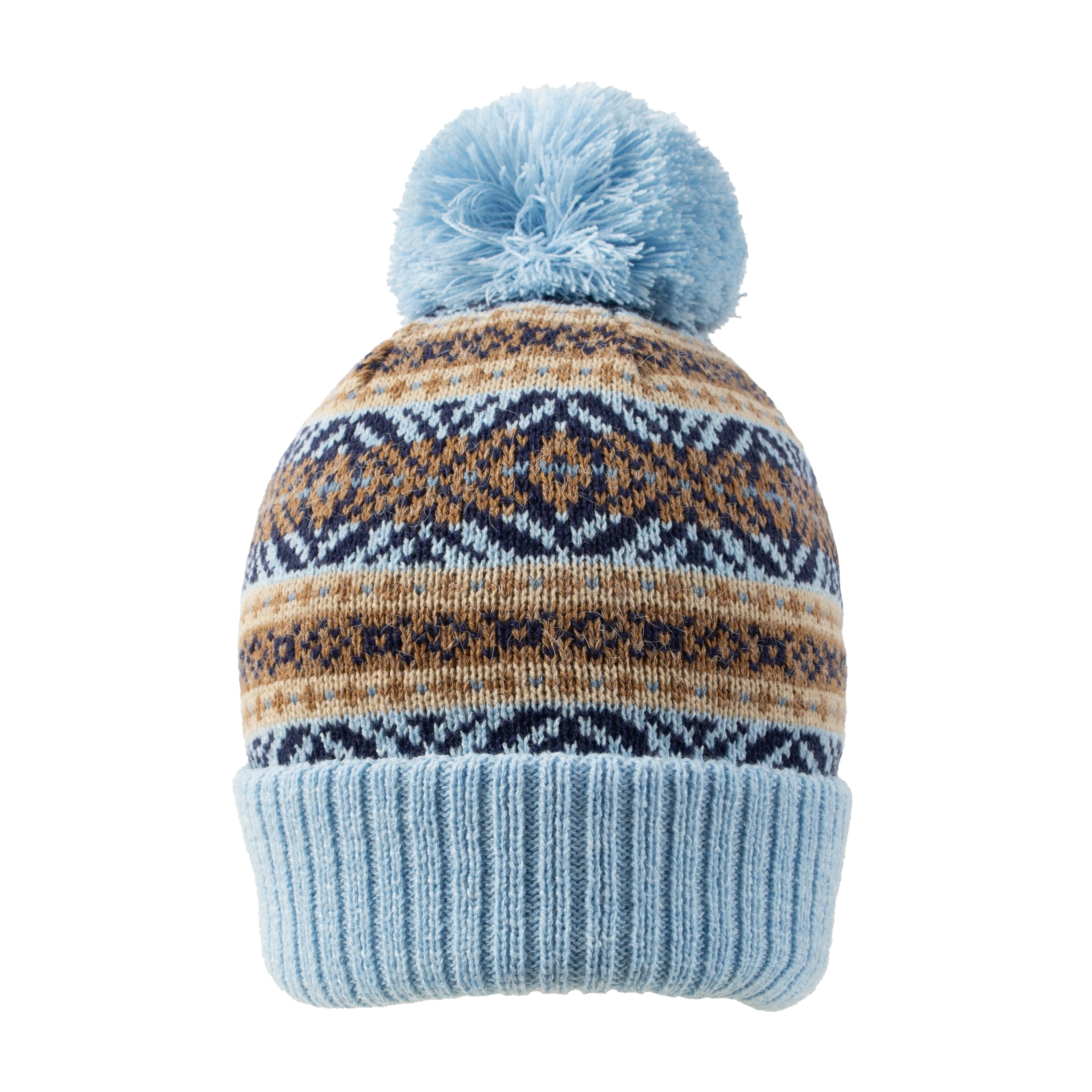 Women's Jacquard Fair Isle Knitted Bobble Hat with Yarn Pom Pom - Image 6