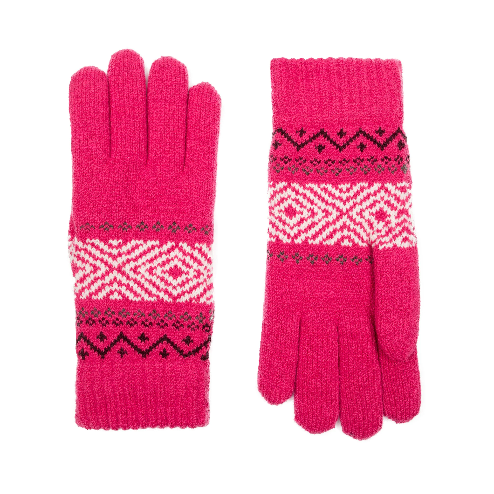 Women's Jacquard Knitted Gloves with Geometric Pattern - Image 24