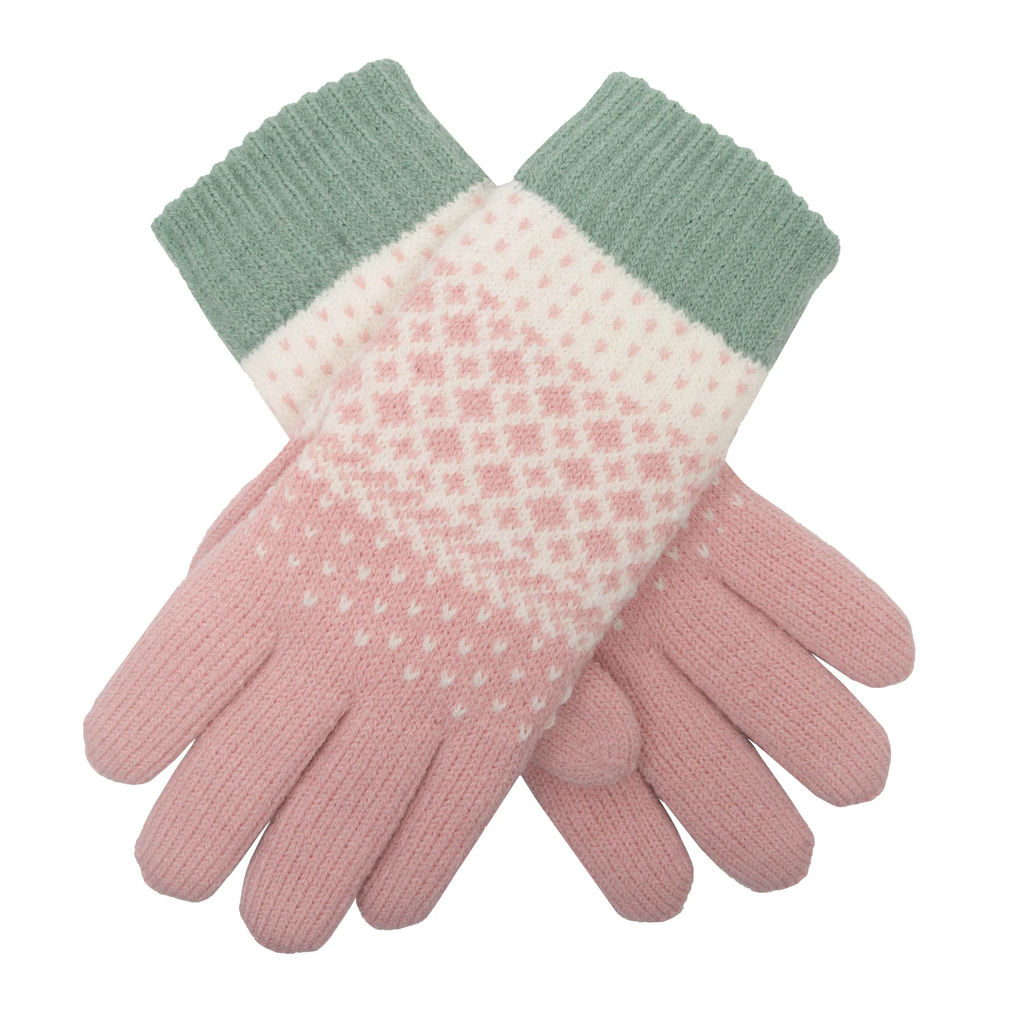 Women's Jacquard Knitted Gloves with Polka Dot Pattern