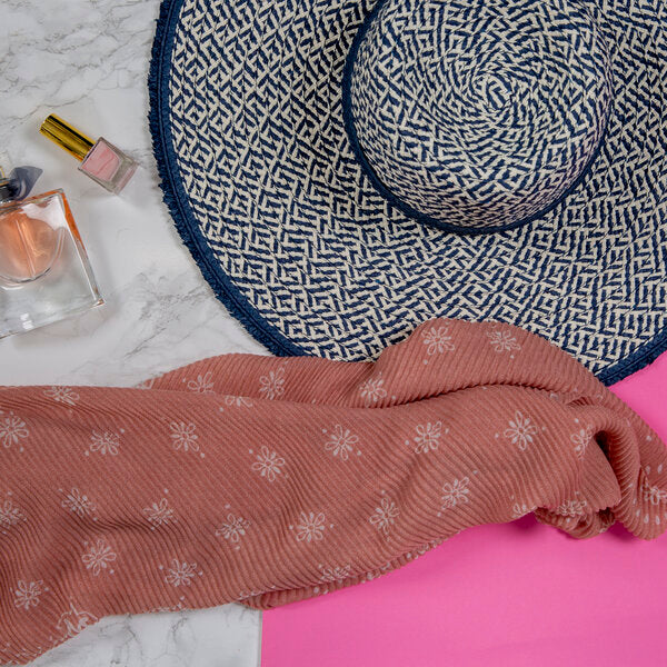 Women’s Pleated Floral and Paisley Pattern Lightweight Scarf - Image 3