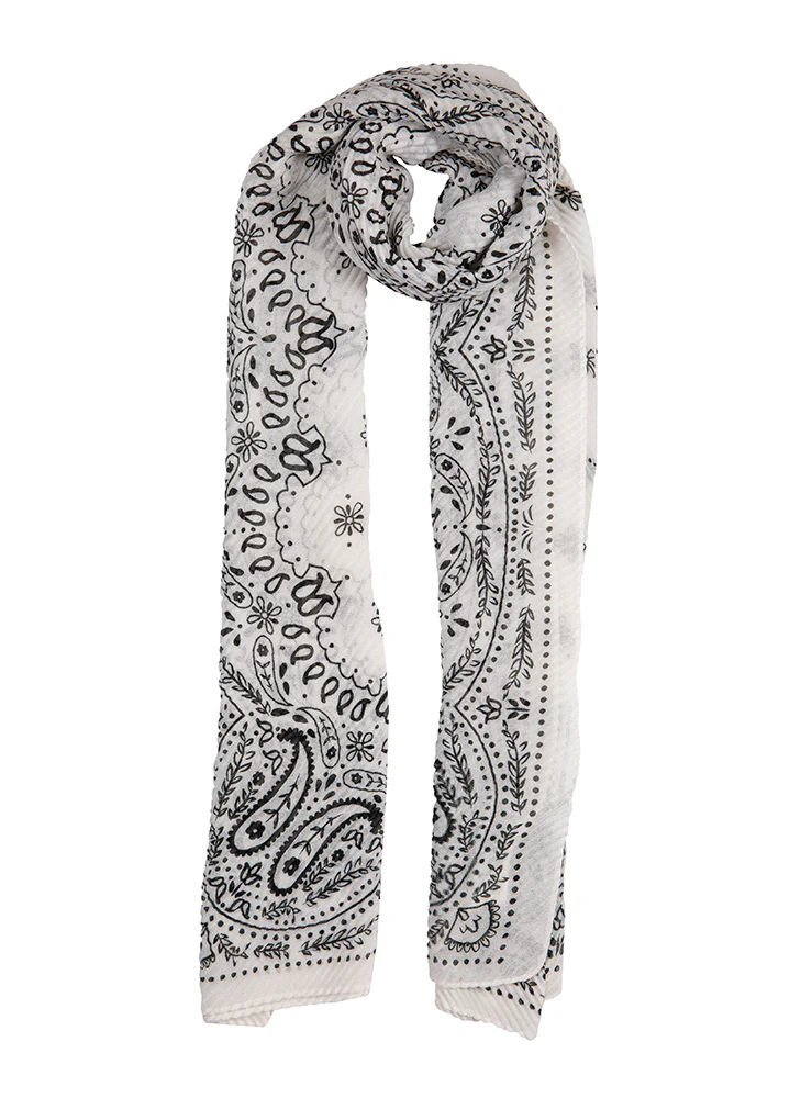 Women’s Pleated Floral and Paisley Pattern Lightweight Scarf - Image 4