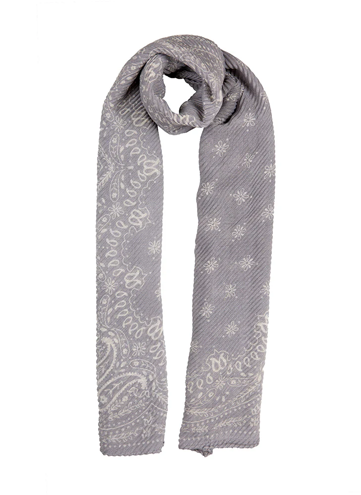 Women’s Pleated Floral and Paisley Pattern Lightweight Scarf - Image 5