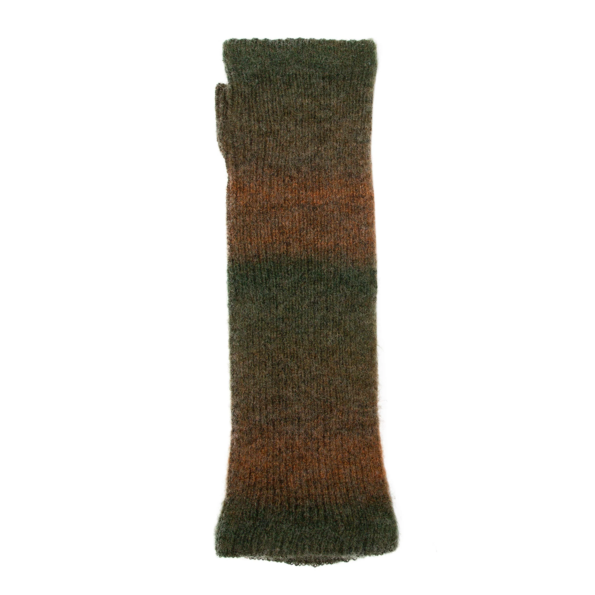 Women's Long Below-Elbow Ribbed Knit Wrist Warmers with Ombre Pattern - Image 5