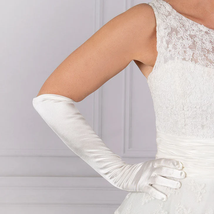Women's Long Above-Elbow Satin Gloves - Image 36