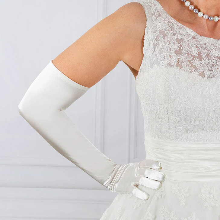 Women's Long Opera Satin Gloves - Image 4