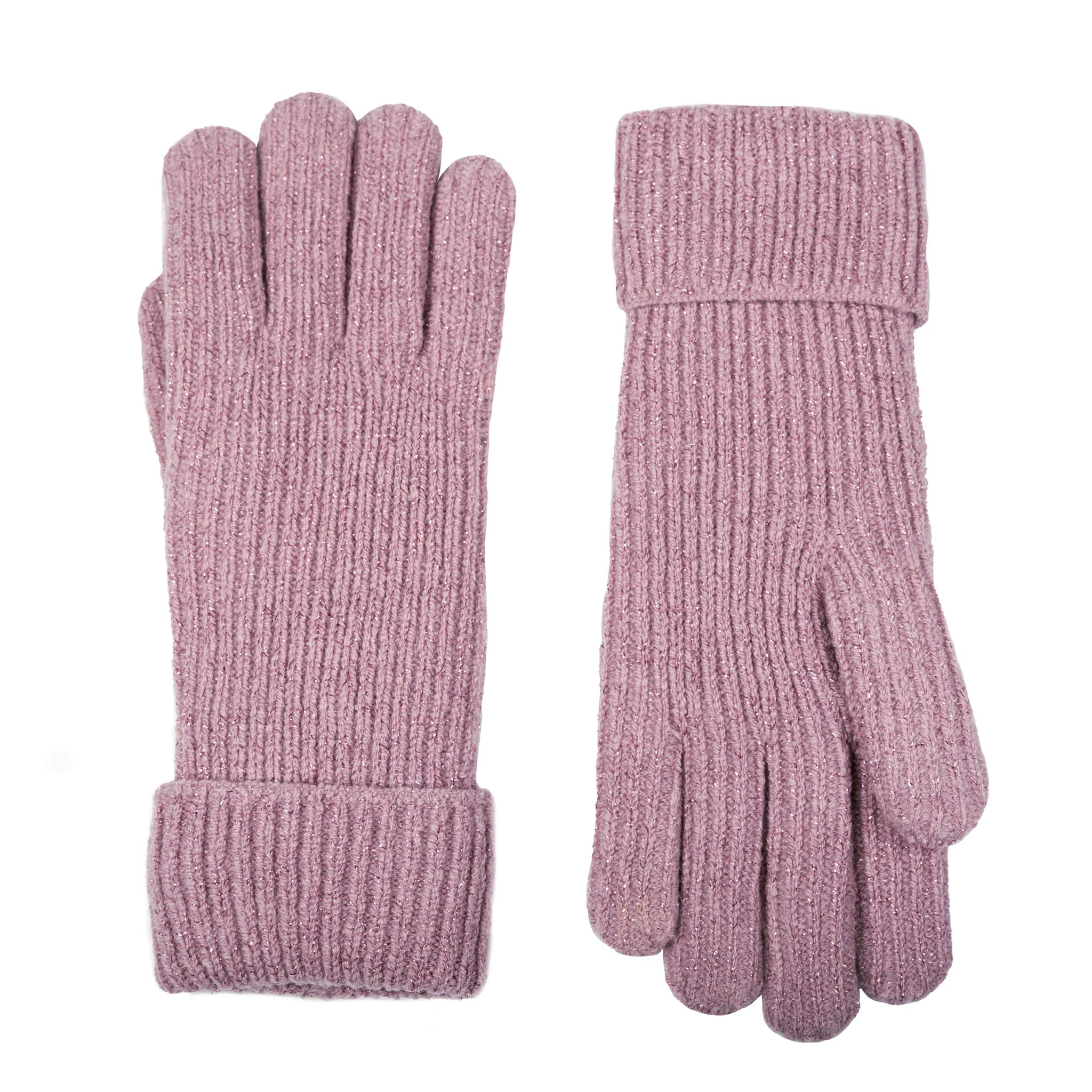 Women's Ribbed Knit Gloves with Metallic Yarn - Image 14