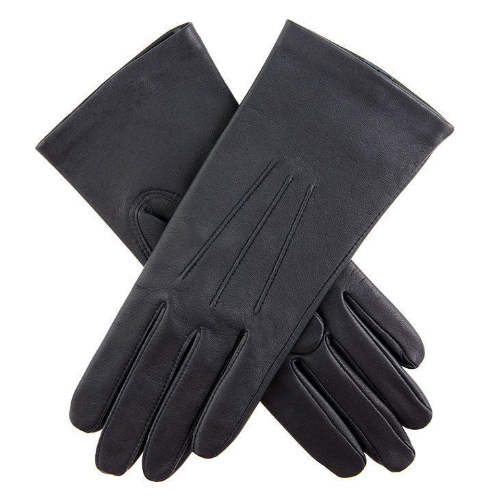 Women's Three-Point Silk-Lined Leather Gloves - Image 2