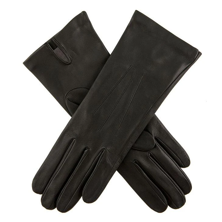 Women's Three-Point Silk-Lined Leather Gloves - Image 9