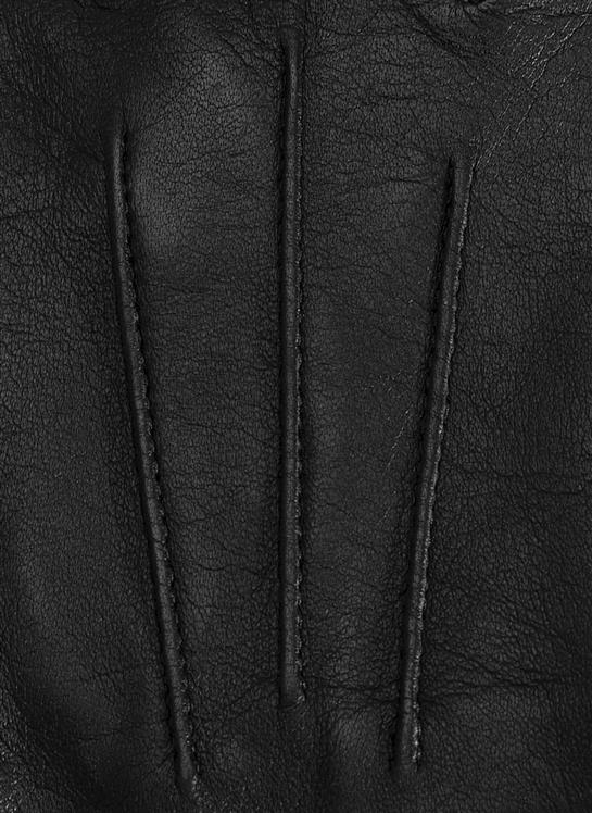 Women's Touchscreen Three-Point Silk-Lined Leather Gloves with Buttons - Image 3