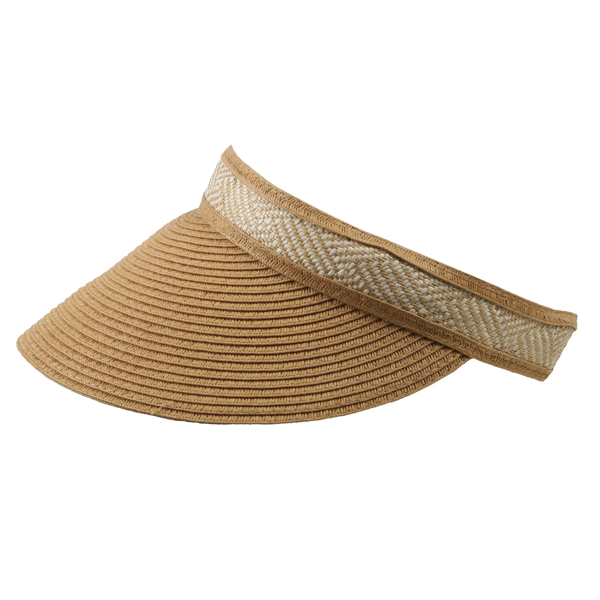 Women's Straw Sun Visor with Woven Detail Band - Image 4