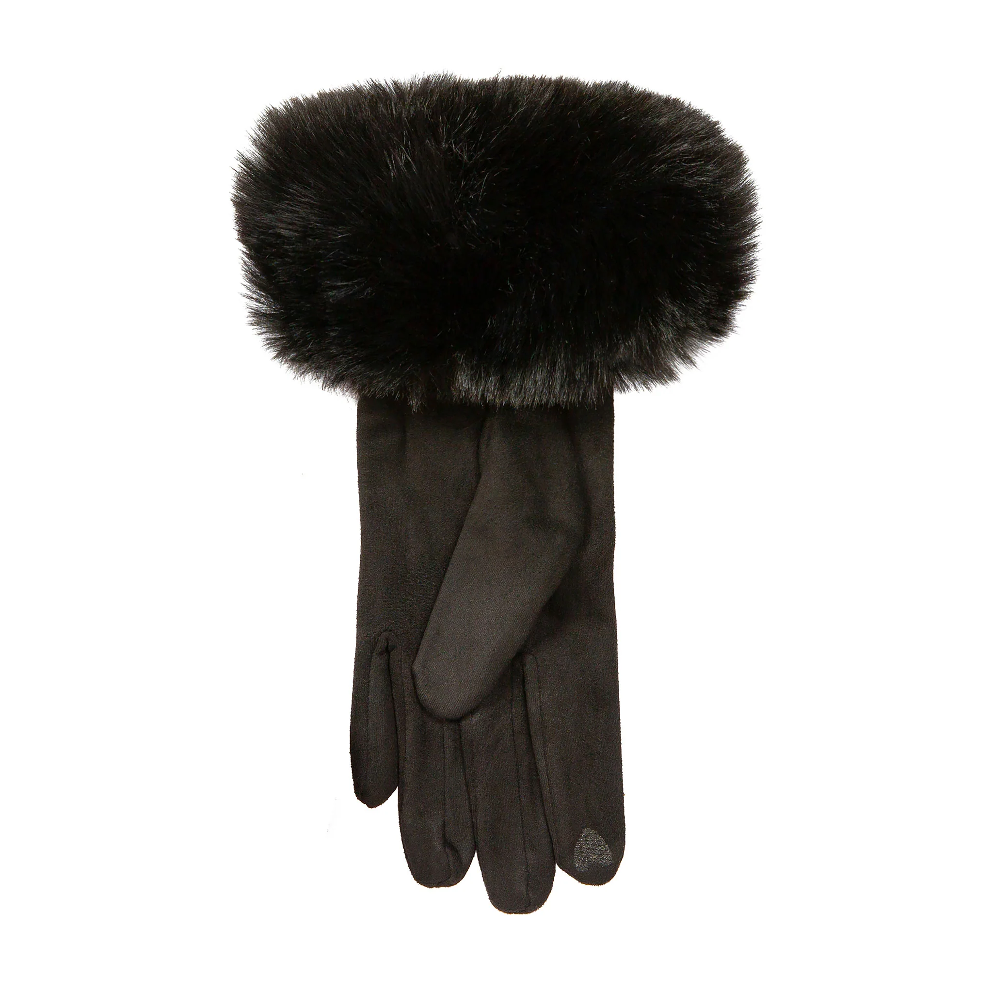 Women's Touchscreen Velour-Lined Faux Suede Gloves with Faux Fur Cuffs - Image 42