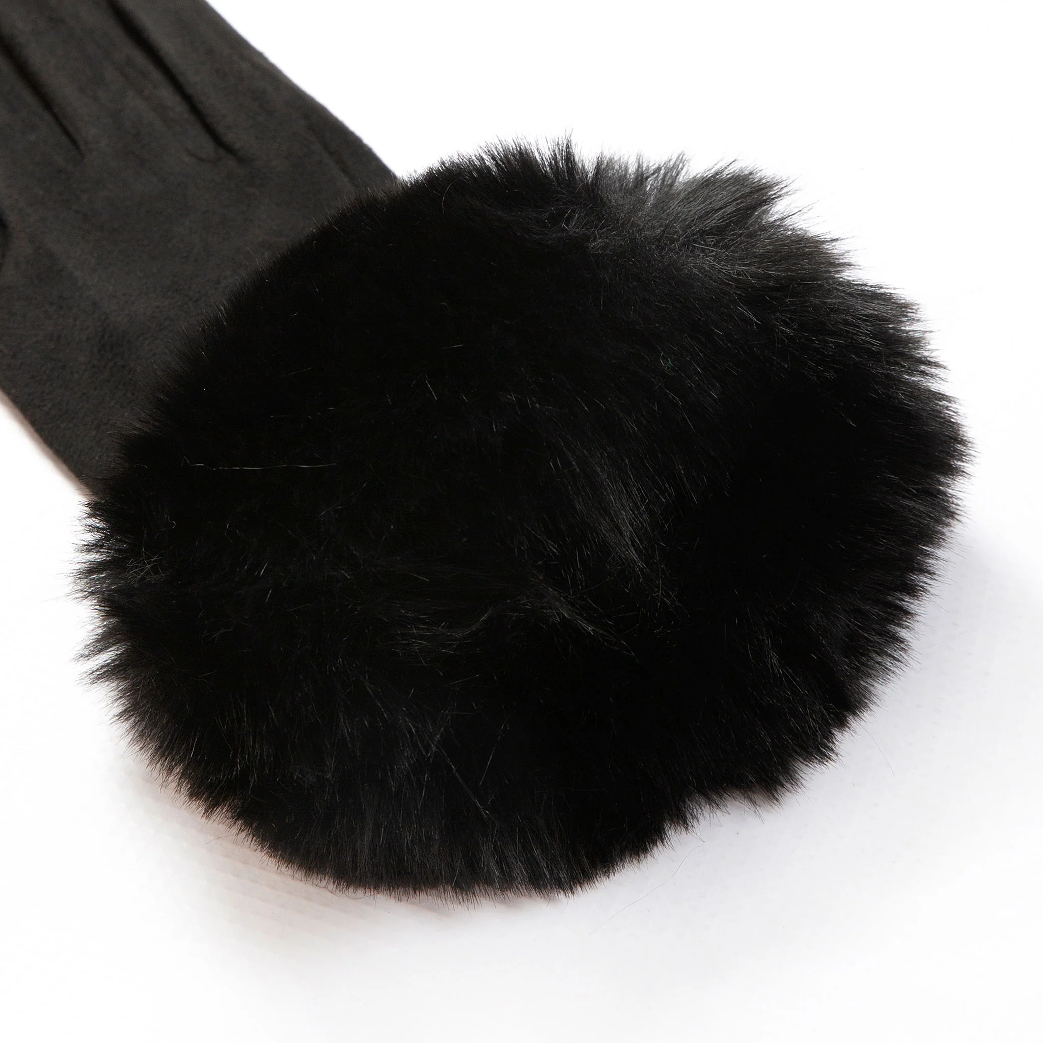 Women's Touchscreen Velour-Lined Faux Suede Gloves with Faux Fur Cuffs - Image 46