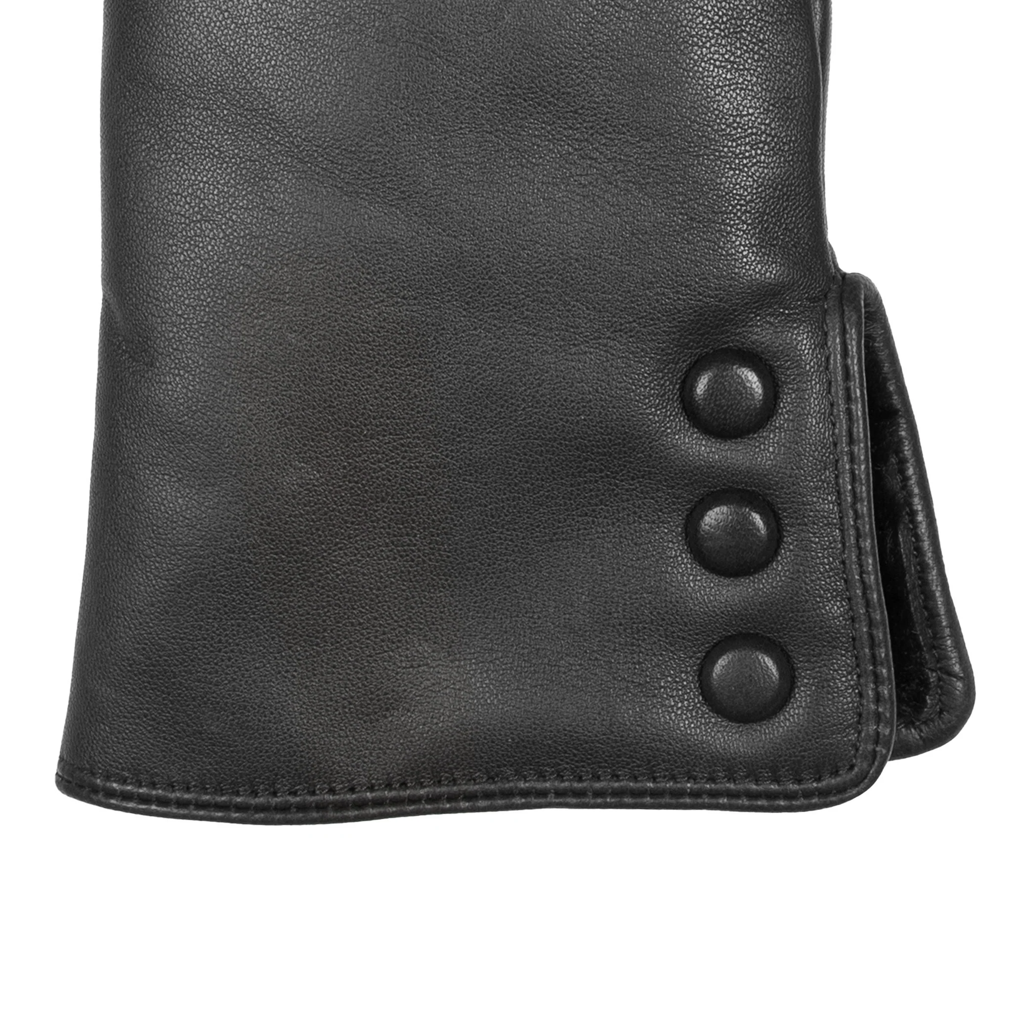 Women's Touchscreen Water-Resistant Faux Fur-Lined Leather Gloves with Buttons - Image 29