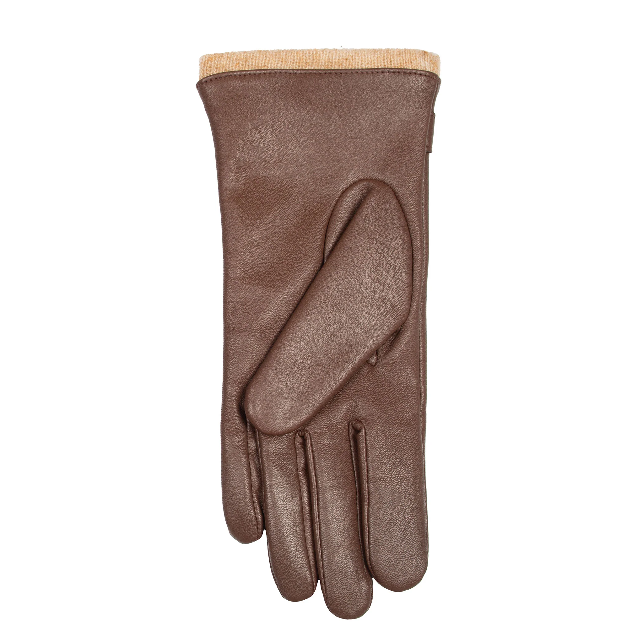 Women's Touchscreen Water-Resistant Wool Blend-Lined Leather Gloves with Snaffle and Stitch Detail - Image 7