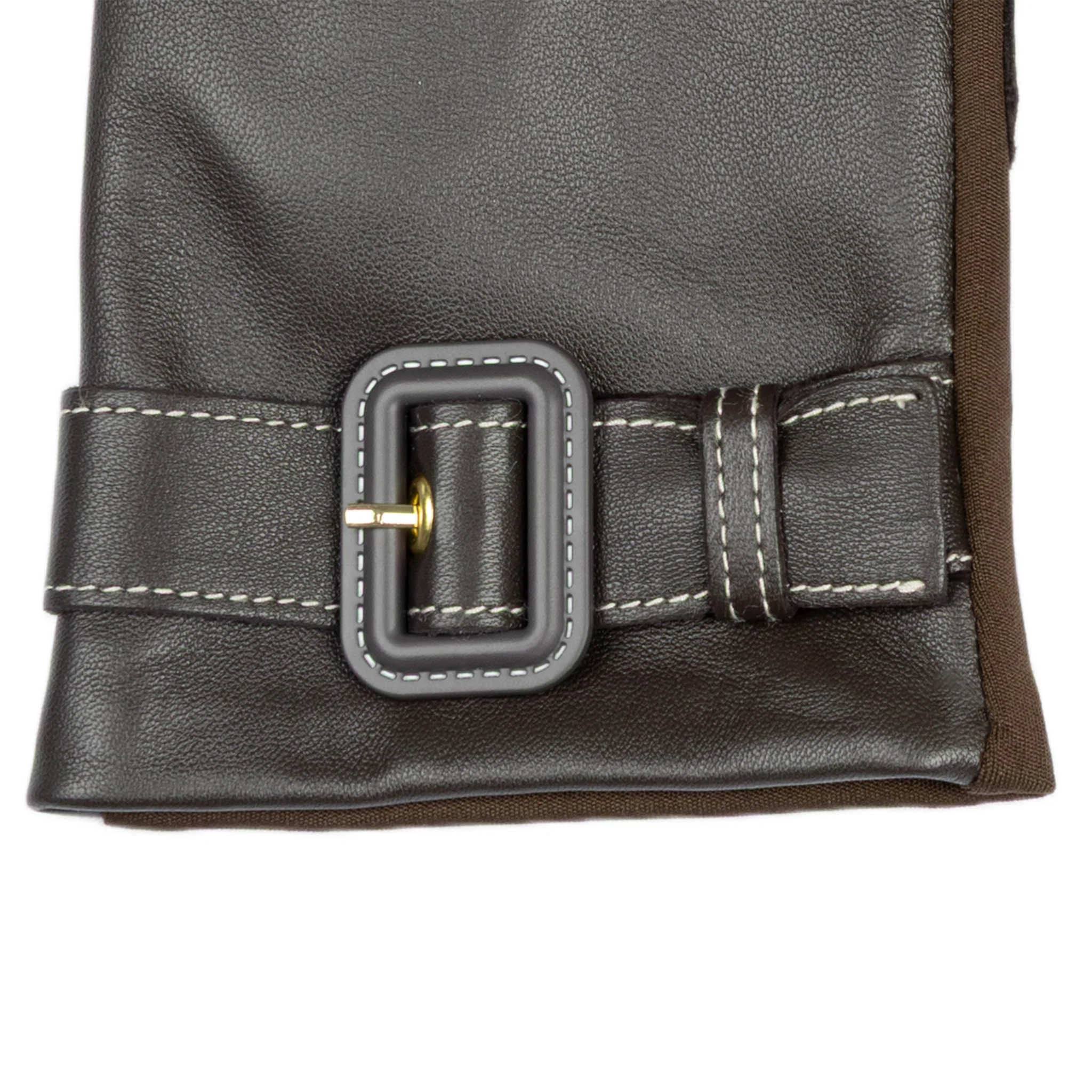 Women's Water-Resistant Faux Silk-Lined Leather and Fabric Gloves - Image 18